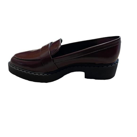 Vince Camuto Women's Echika Leather Platform Lug Loafers Bordeaux Size 7.5 New - Picture 2 of 11